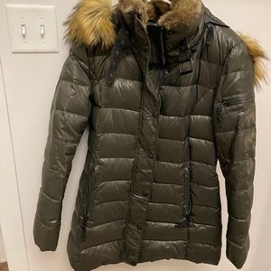 Aqua Olive Green Puffer Jacket
